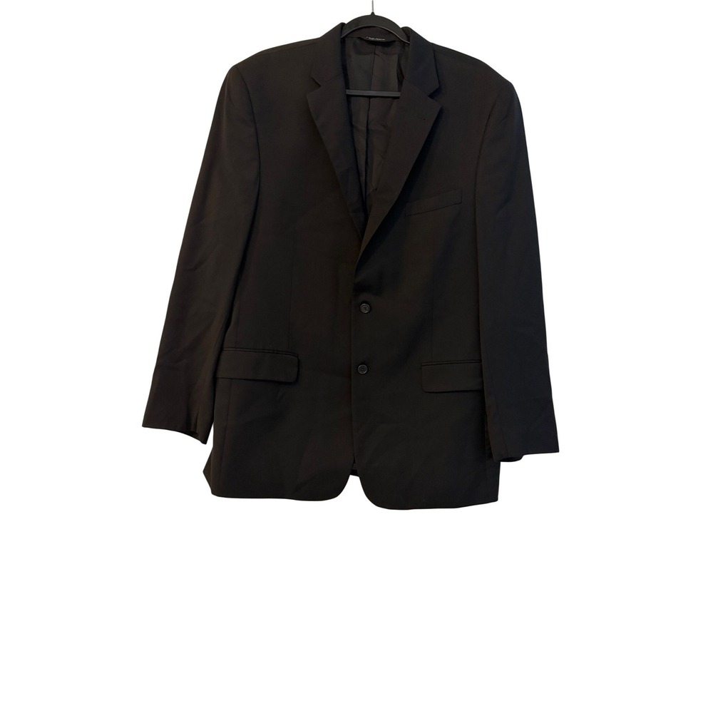 Jos A Bank Signature Collection Blazer 44L Wool Tailored Fit Charcoal Windowpane